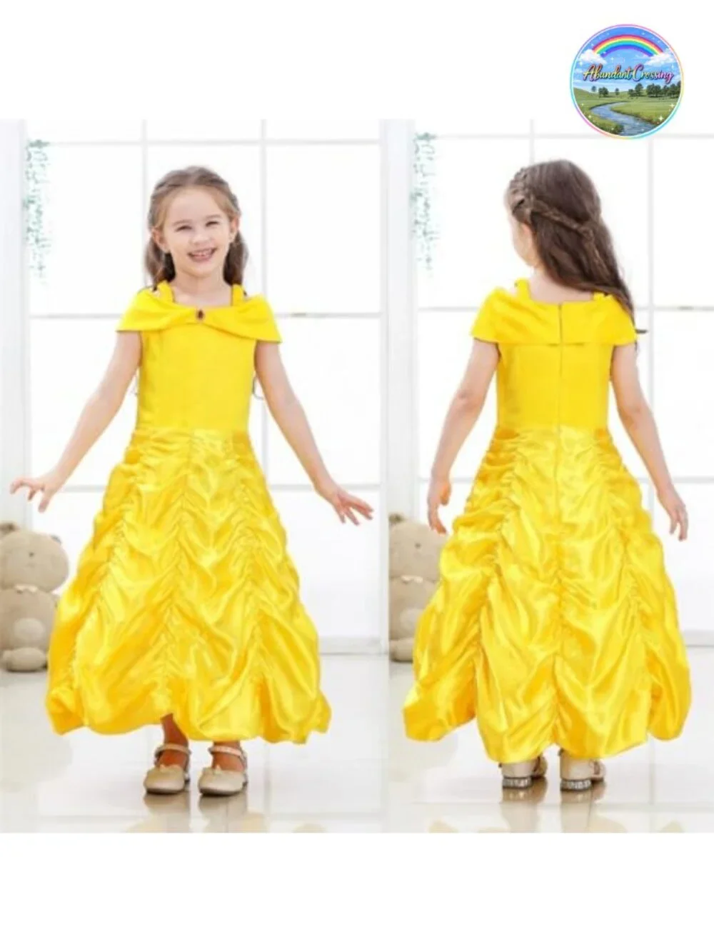 Girls Princess Ball Gown Off Shoulder Satin Costume Dress